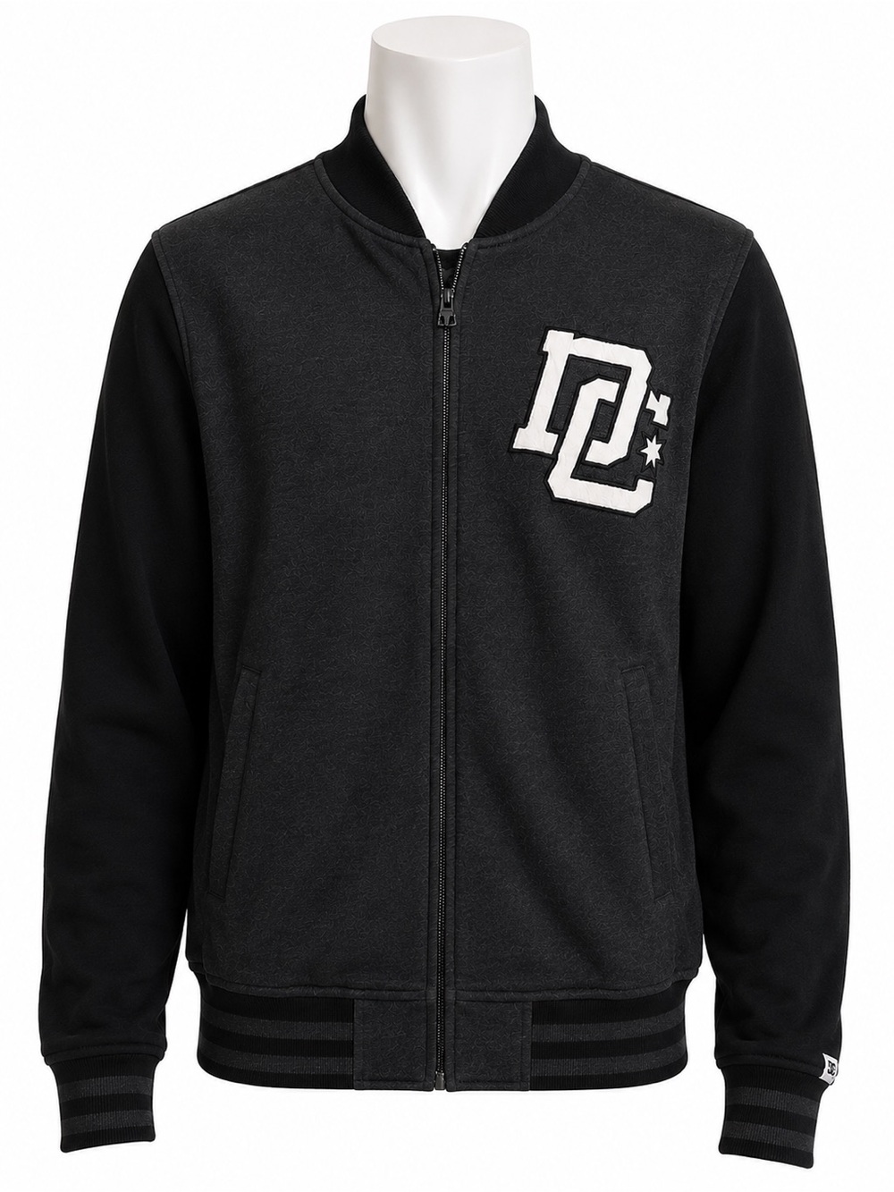 Size M DC Shoes Men’s Varsity Bomber‎ Jacket Black Charcoal Skate Streetwear